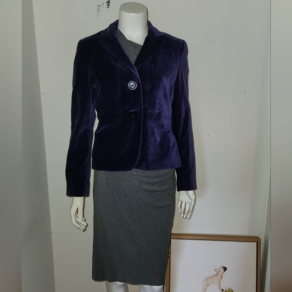 AK Anne Klein Stretch Purple Suede Blazer sz 4 EUC - Picture 12 of 16